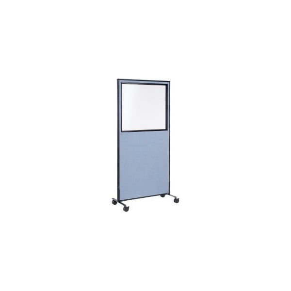 Global Equipment Interion Mobile Office Partition Panel with Partial Window, 24-1/4"W x 99"H, Blue 695787MWBL - main